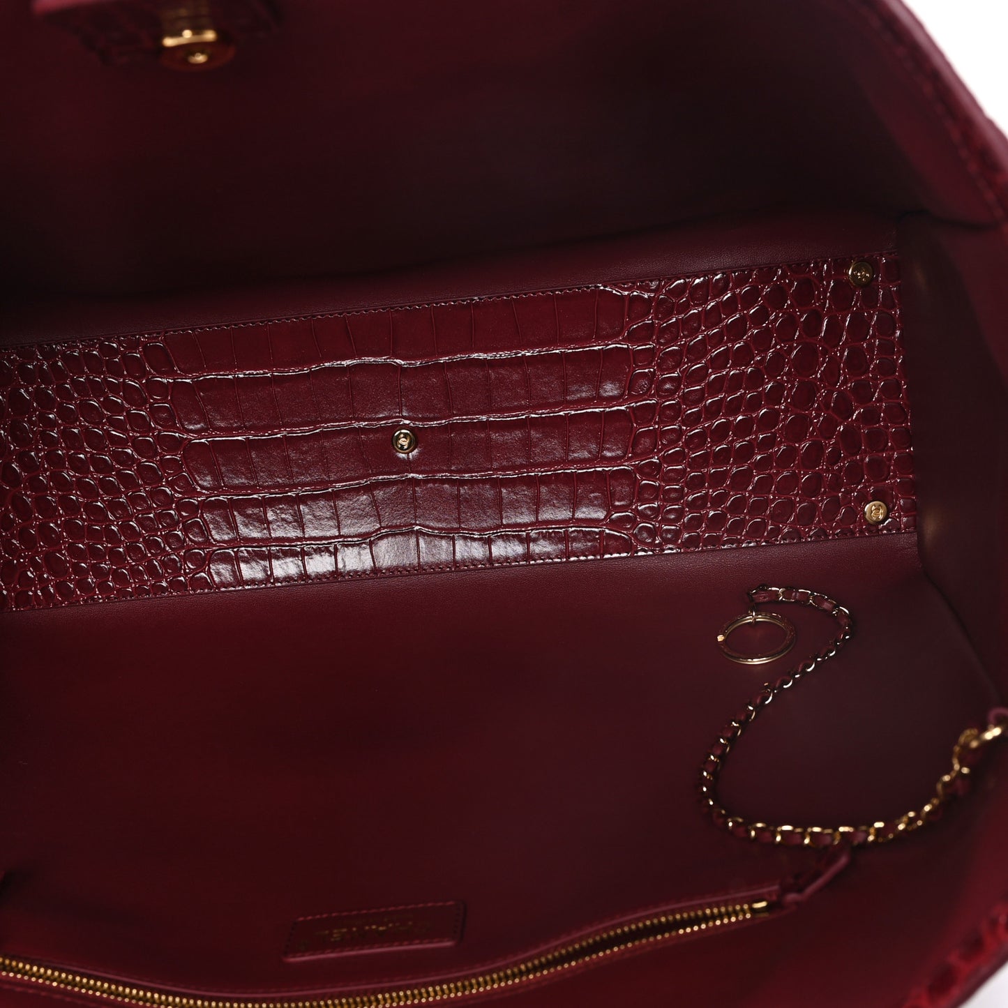 Calfskin Crocodile Embossed Archetype Large Shopping Tote Burgundy Burgundy