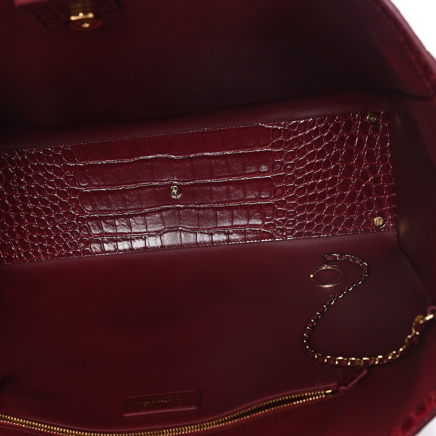 Chanel Calfskin Crocodile Embossed Archetype Large Shopping Tote Burgundy Burgundy 5 of 10