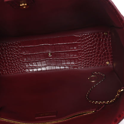 Chanel Calfskin Crocodile Embossed Archetype Large Shopping Tote Burgundy Burgundy 5 of 10