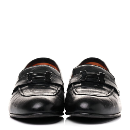 Hermes Goatskin Womens Paris Loafers 38.5 Black 2 of 7