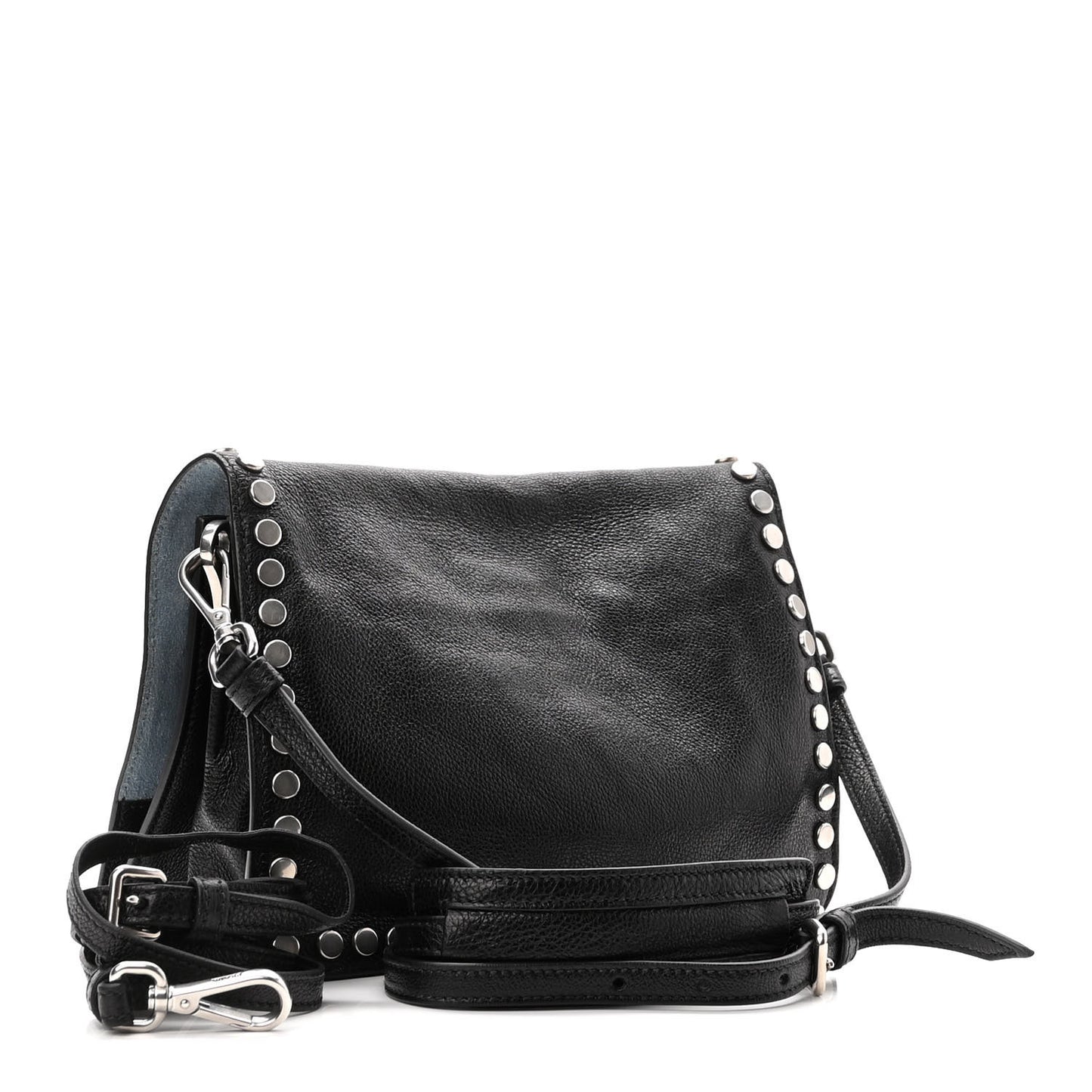 Glace Calfskin Studded Etiquette Flap Black