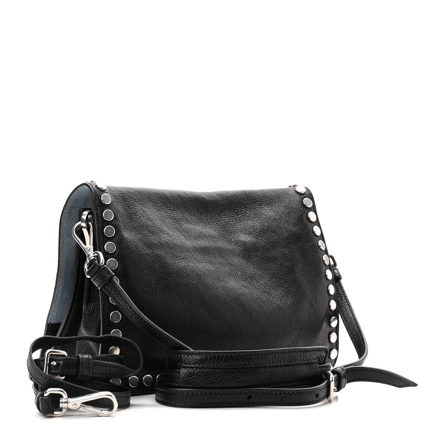 Prada Glace Calfskin Studded Etiquette Flap Black 3 of 10