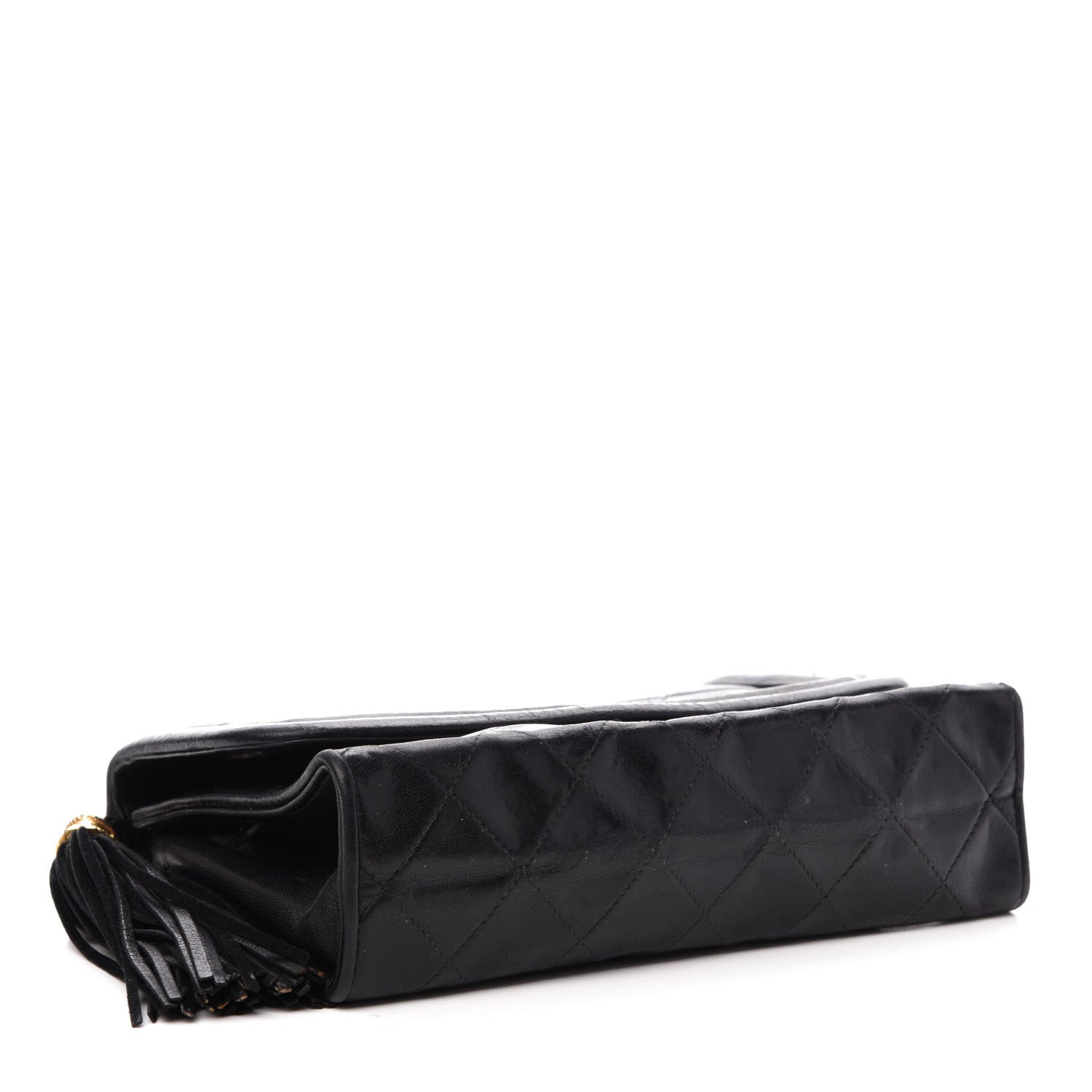 Chanel Lambskin Quilted Tassel Shoulder Flap Bag Black 4 of 14
