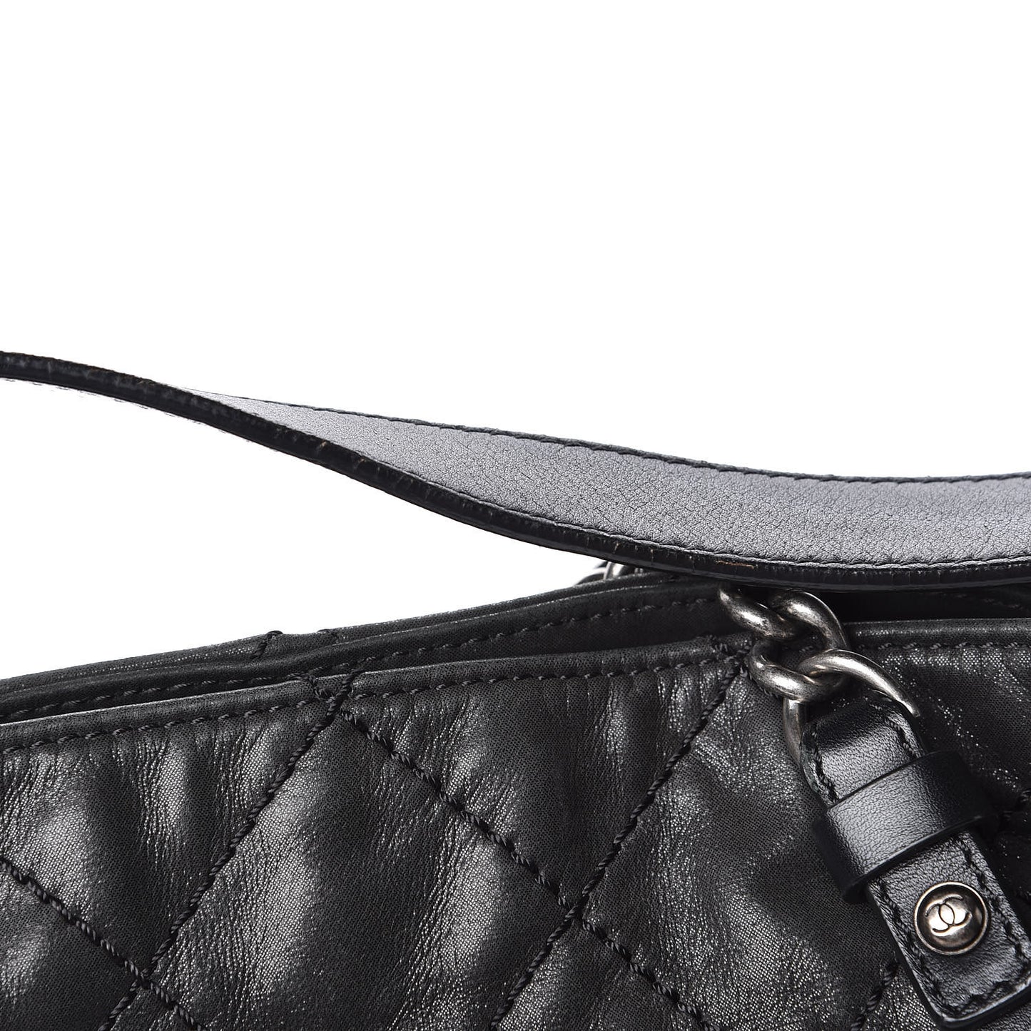 Iridescent Calfskin Coco Daily Hobo Black