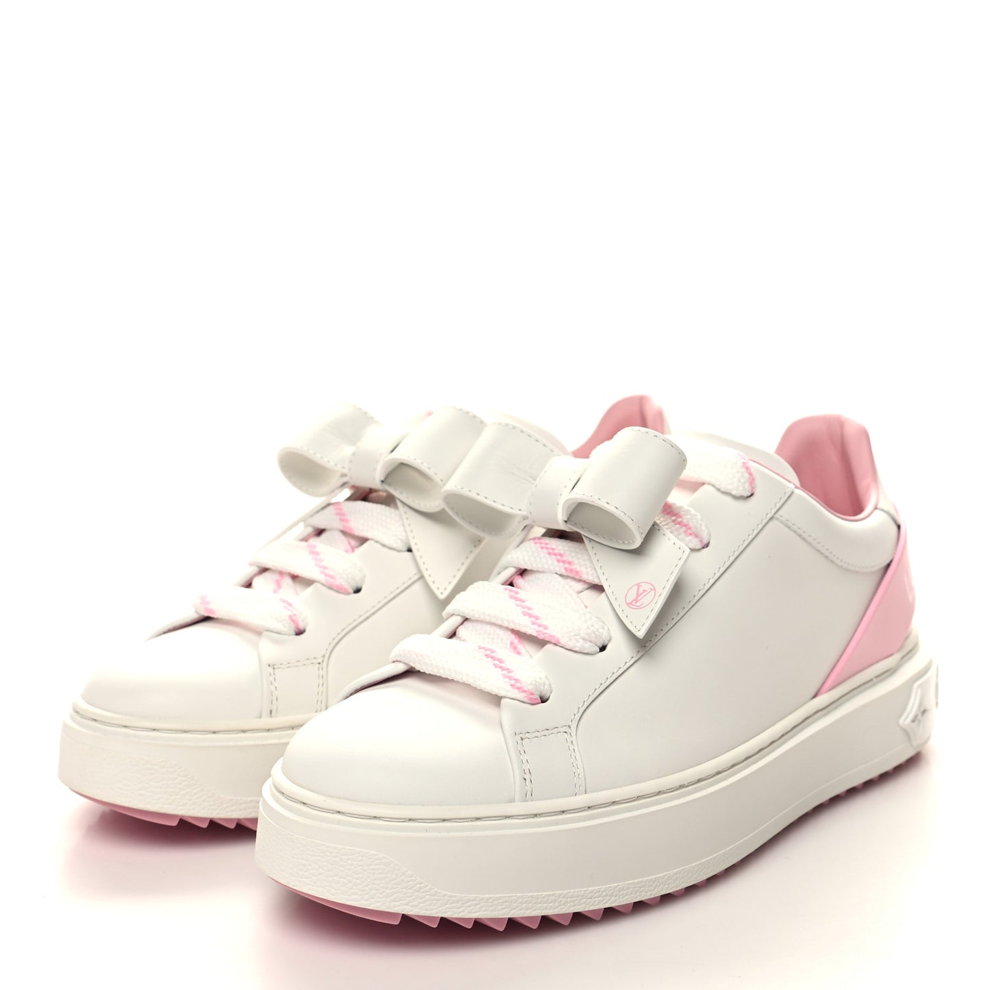 Calfskin Time Out Bow Sneakers 38 White Pink