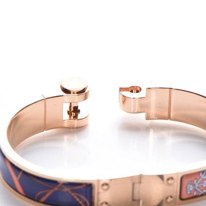 Hermes Enamel Printed Narrow Coup De Fouet Au Bloc Hinged Bracelet S Rayon X 5 of 6