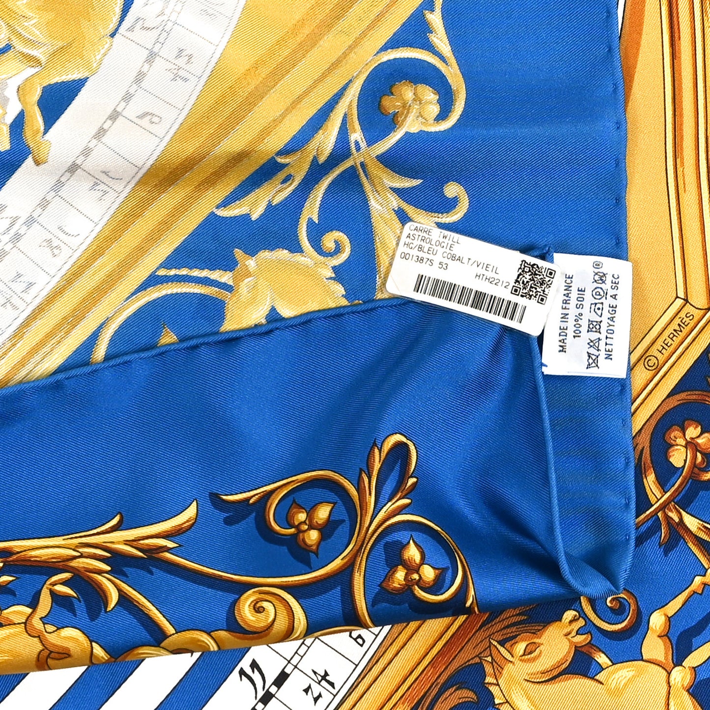 Silk Astrologie Scarf 90 Bleu Cobalt Vieil