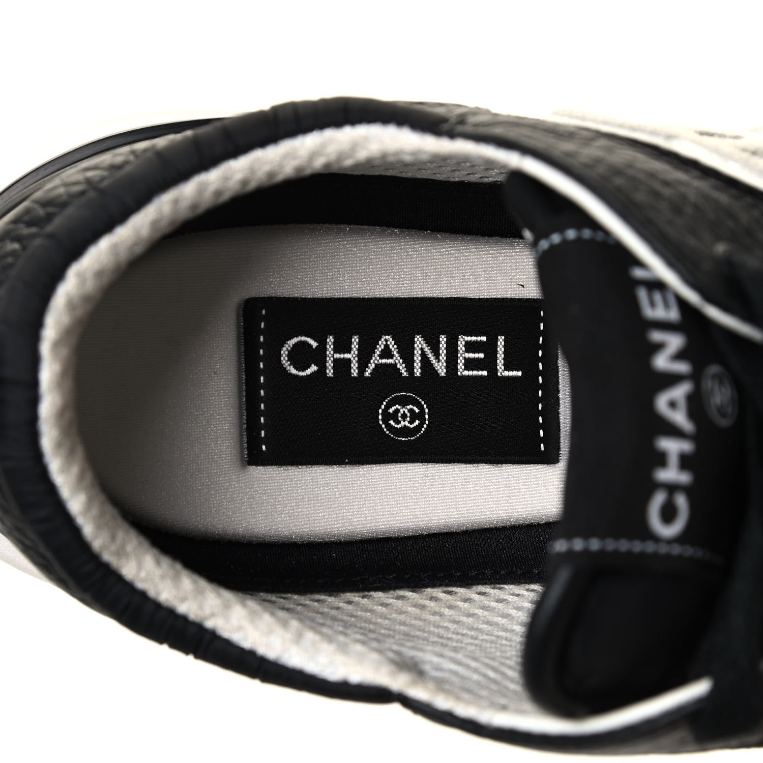 Chanel Calfskin Mesh Lycra Suede Womens Logo Sneakers 39.5 Black 6 of 7