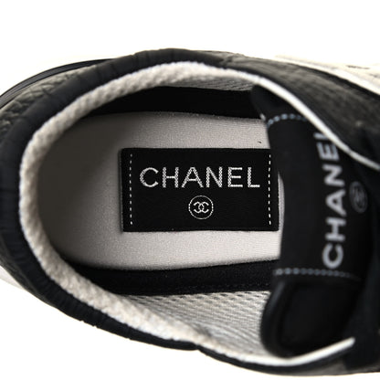 Chanel Calfskin Mesh Lycra Suede Womens Logo Sneakers 39.5 Black 6 of 7