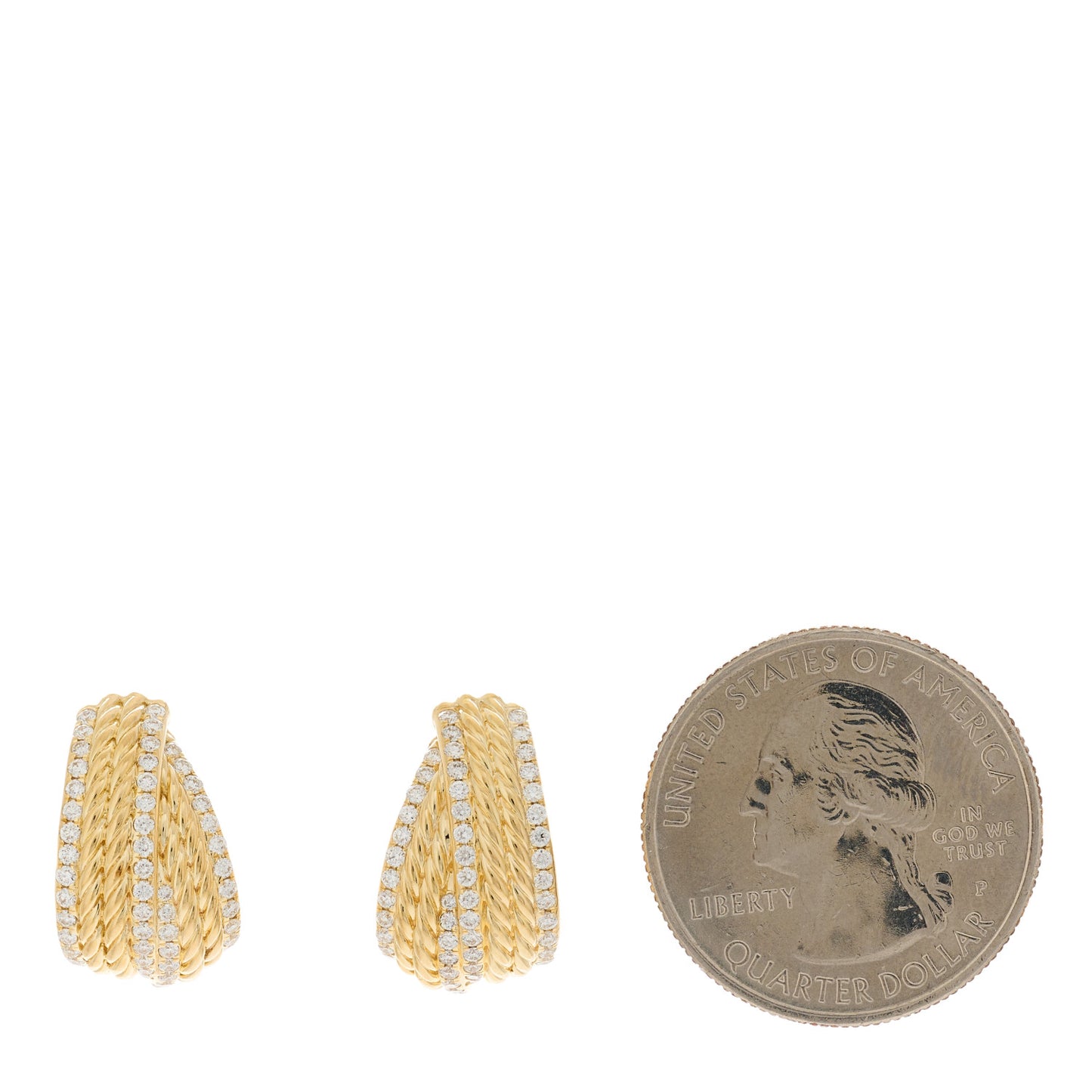 18K Yellow Gold Diamond Origami Shrimp Earrings