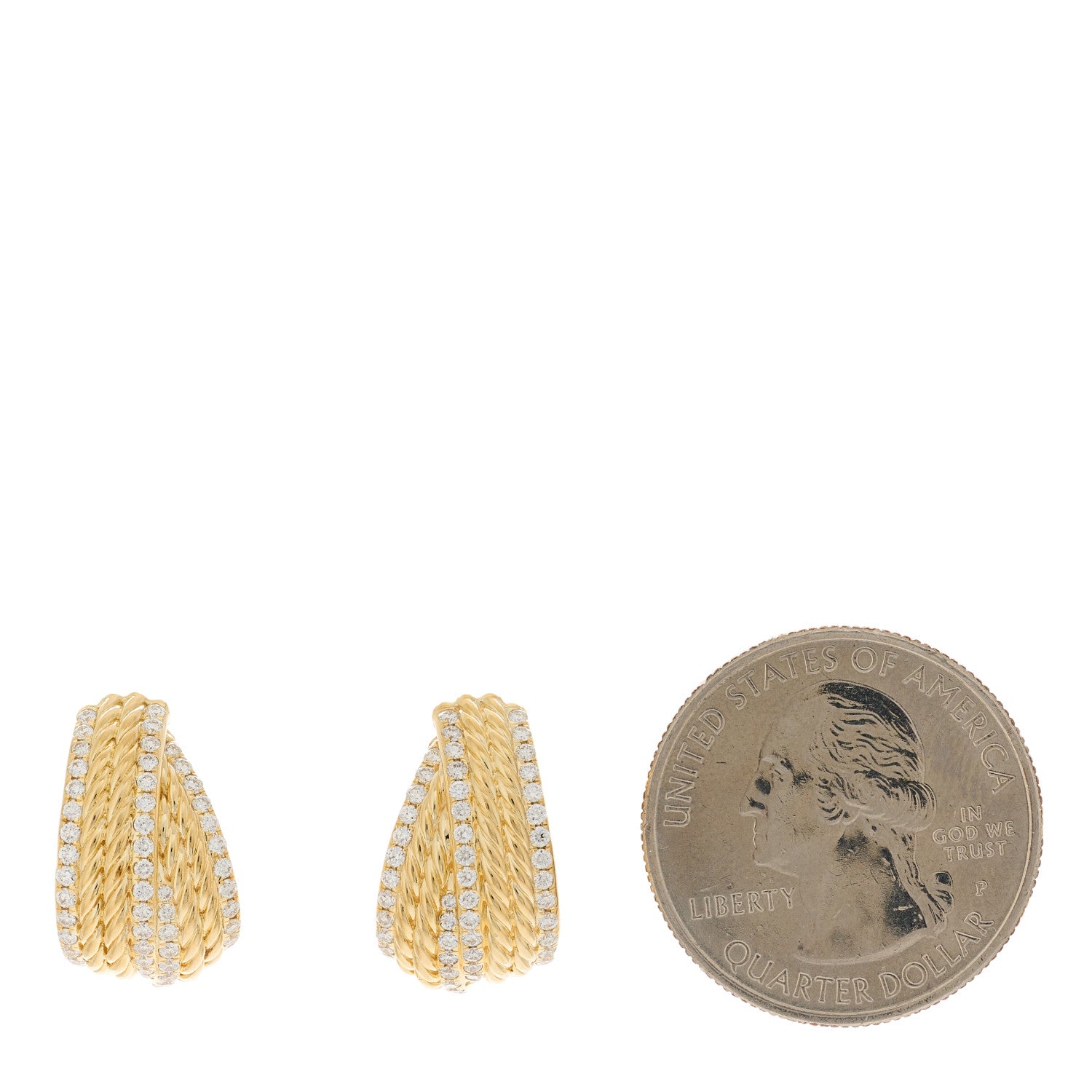 David Yurman 18K Yellow Gold Diamond Origami Shrimp Earrings 2 of 4