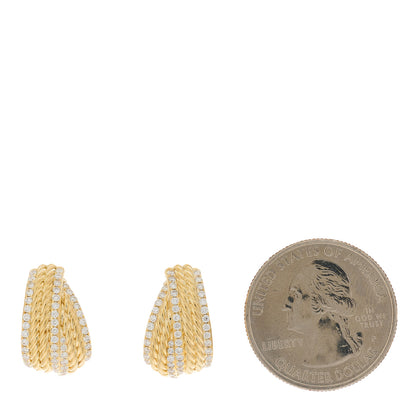 David Yurman 18K Yellow Gold Diamond Origami Shrimp Earrings 2 of 4