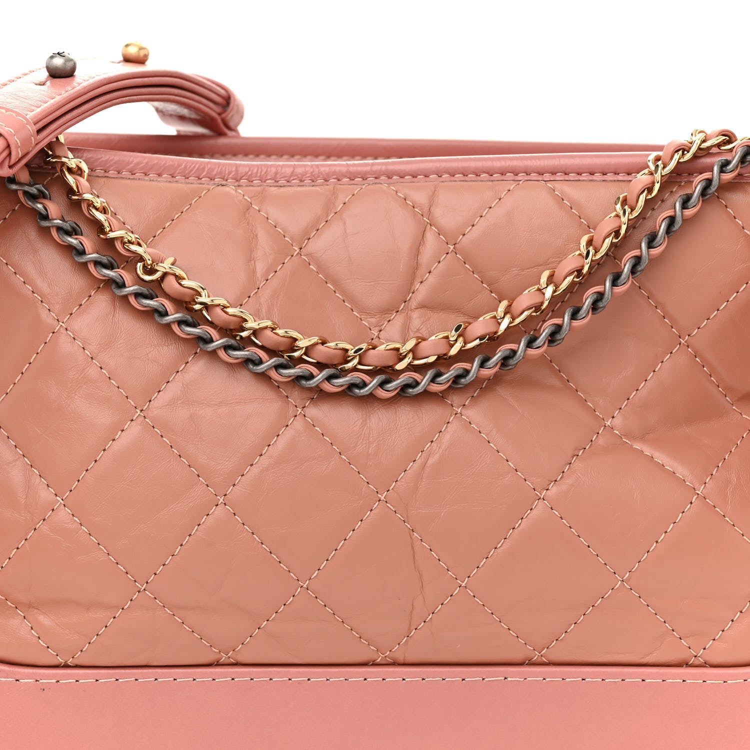 Chanel Aged Calfskin Quilted Medium Gabrielle Hobo Pink 8 of 14