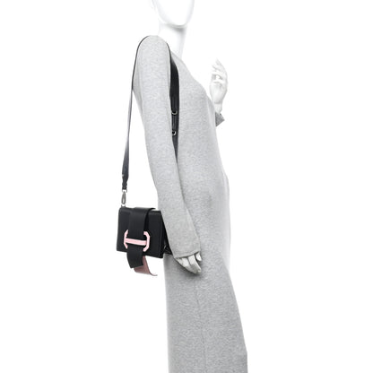 Prada City Calf Plex Ribbon Bag Black Rosa 2 of 9