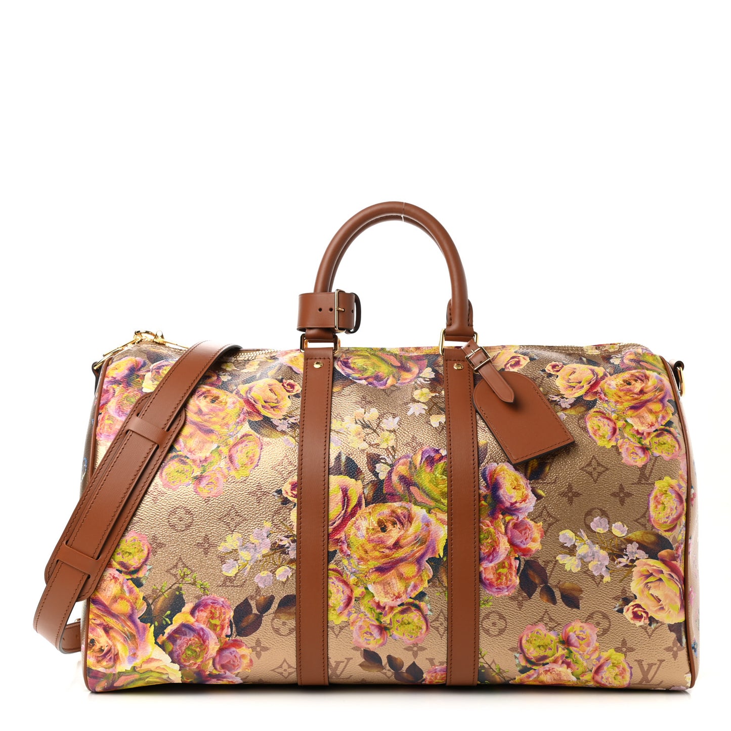 Metallic Monogram LV Garden Keepall Bandouliere 45 Gold