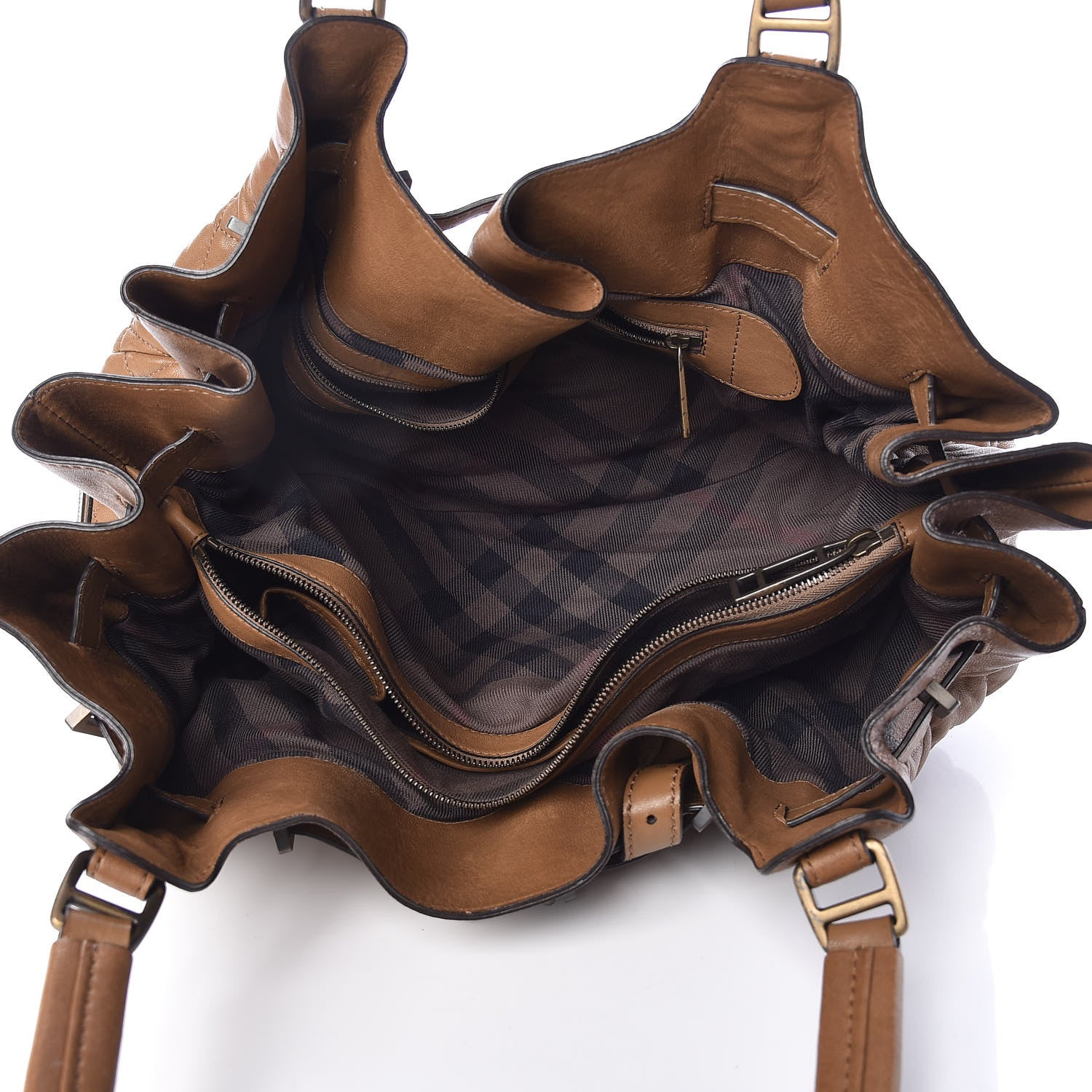 Burberry Lambskin Quilted Enmore Tote Brown 5 of 16