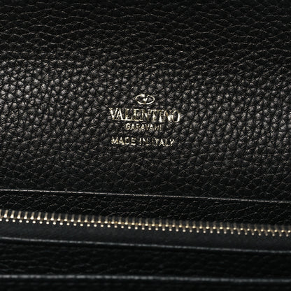 Valentino Garavani Pebbled Calfskin Rockstud Envelope Wallet on Chain Black 6 of 10