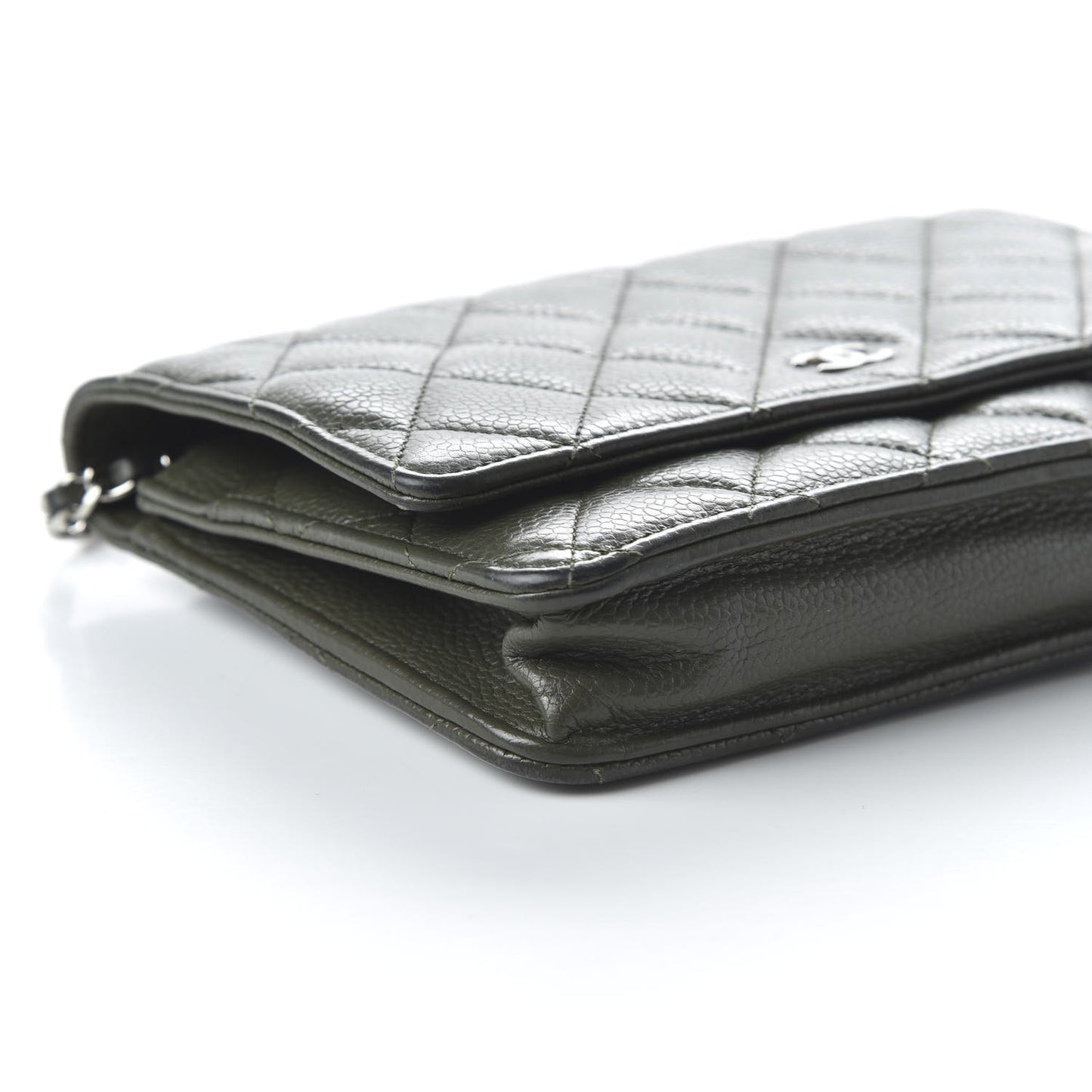 Caviar Quilted Wallet On Chain WOC Green
