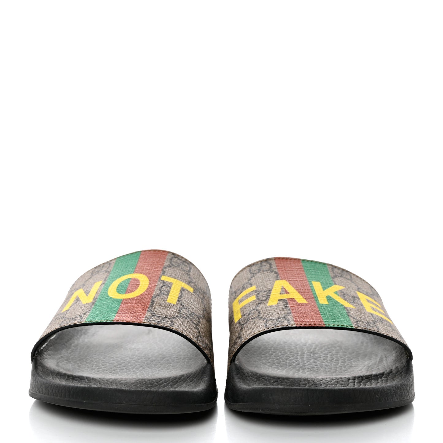 GG Supreme Monogram Fake/Not Mens Slide Sandals 9 Beige Ebony