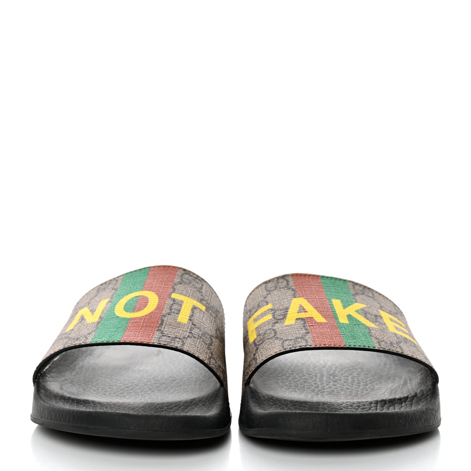 Gucci GG Supreme Monogram Fake/Not Mens Slide Sandals 9 Beige Ebony 2 of 8