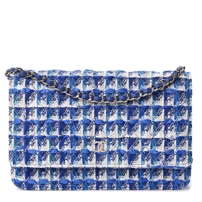 Chanel Tweed Wallet On Chain WOC Blue 1 of 11