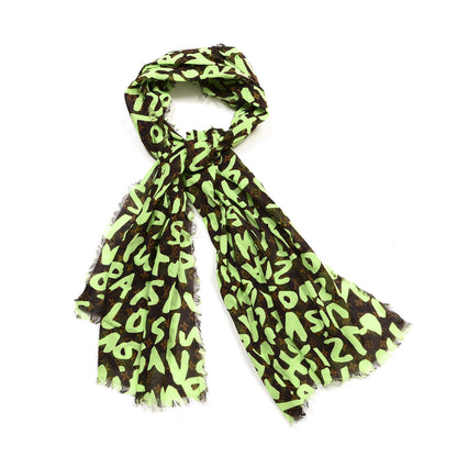 Louis Vuitton Cotton Graffiti Pareo Green 1 of 3
