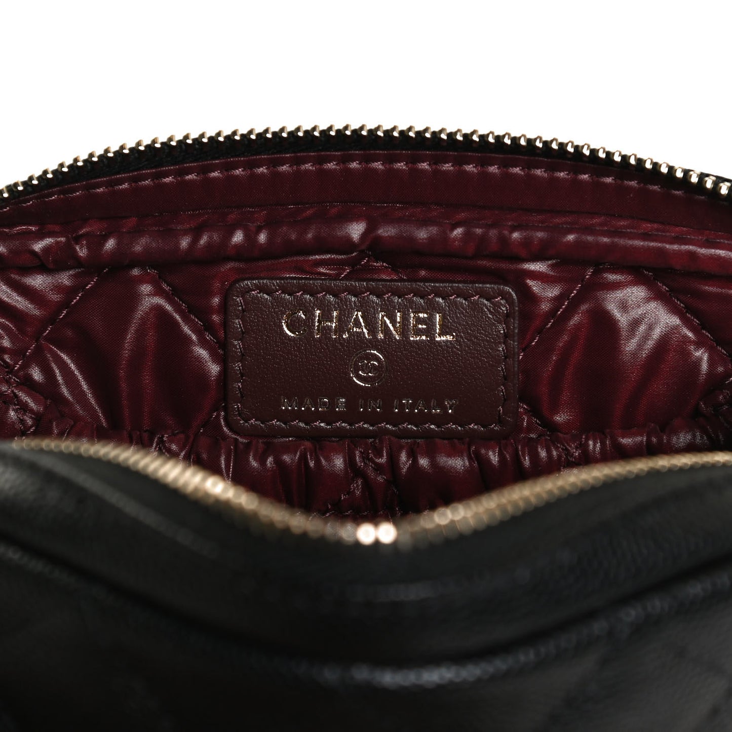 Caviar Quilted Small Curvy Pouch Cosmetic Case Black