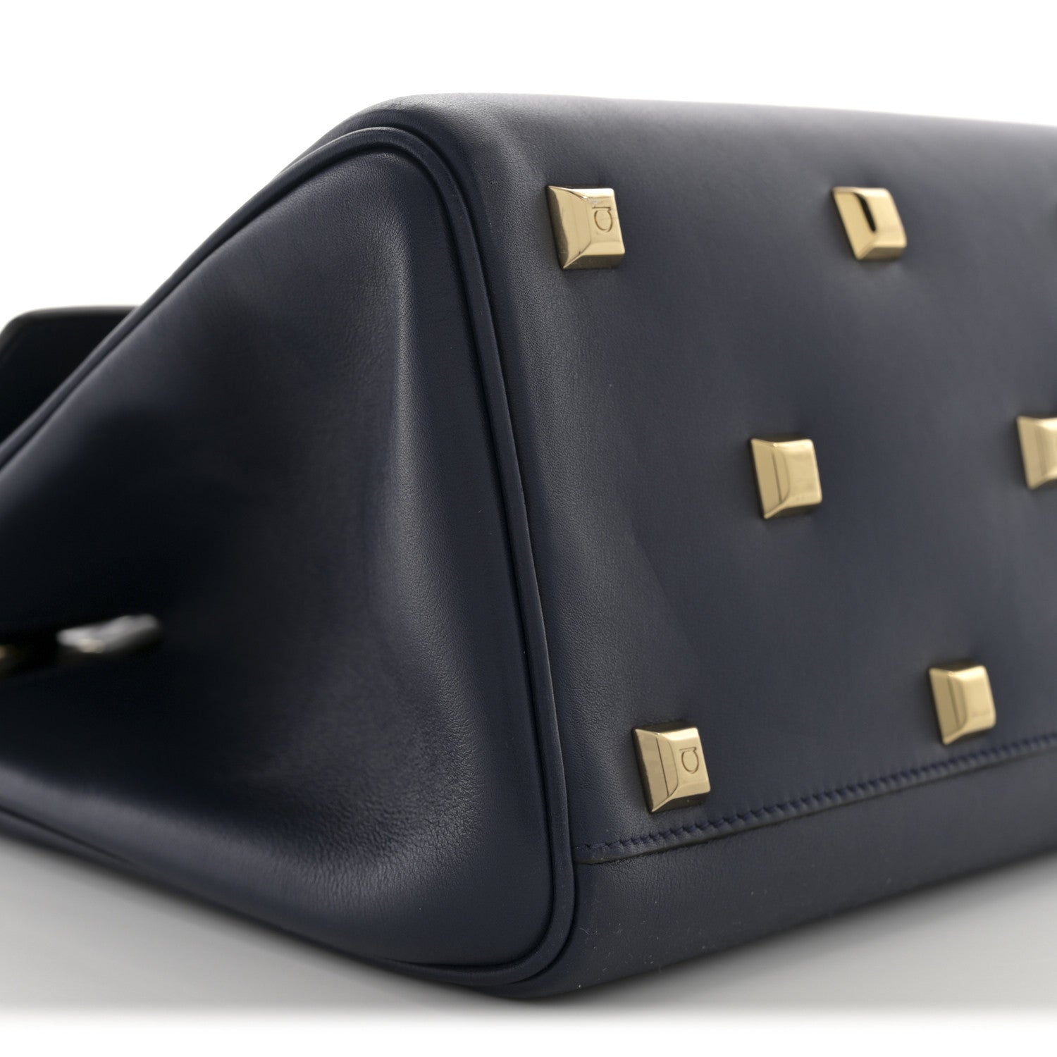 Salvatore Ferragamo Calfskin Studio Bag Navy 8 of 9