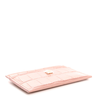 Chanel Calfskin Crocodile Embossed Crococo Card Holder Pink 3 of 7