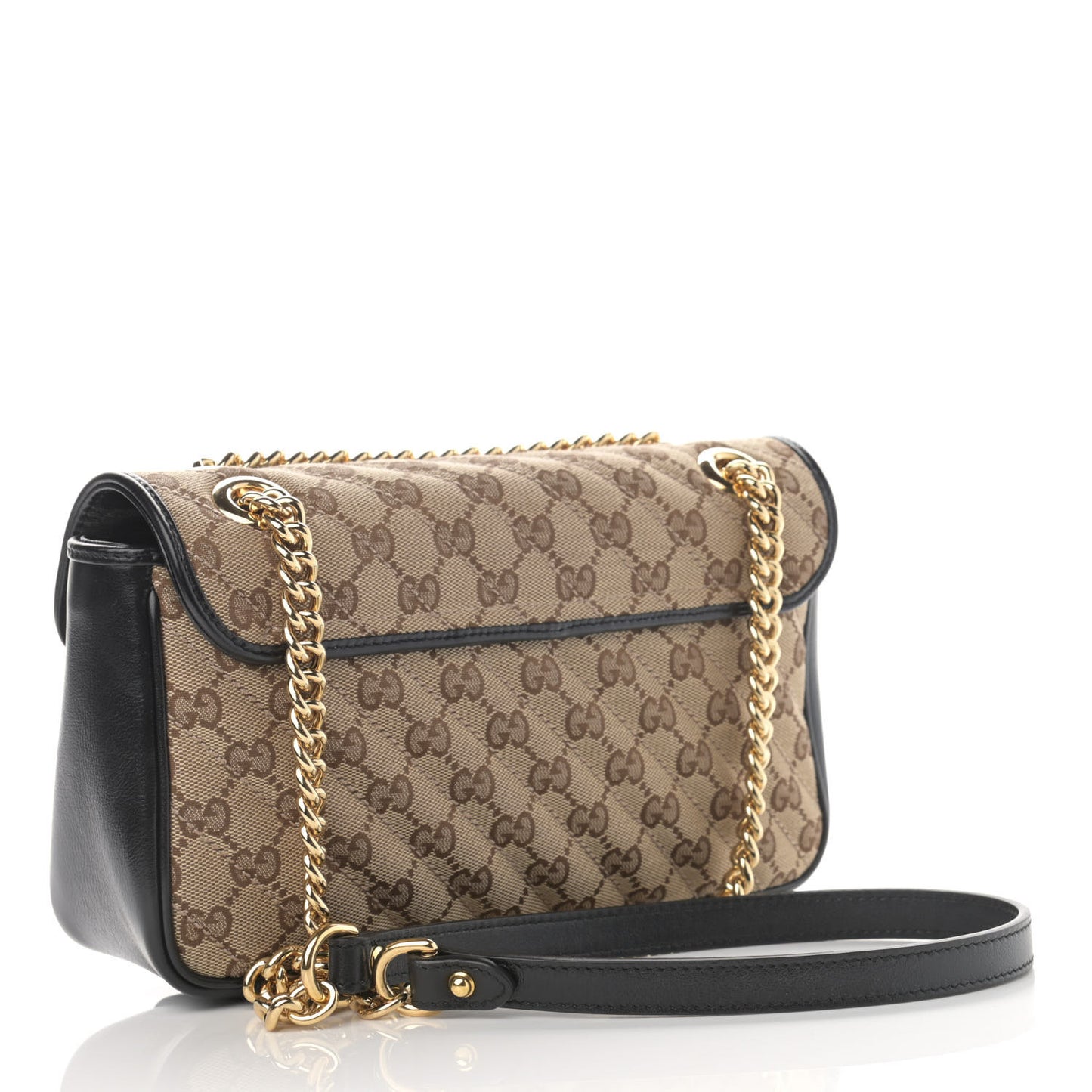 Monogram Matelasse Diagonal Small GG Marmont Shoulder Bag Beige Black