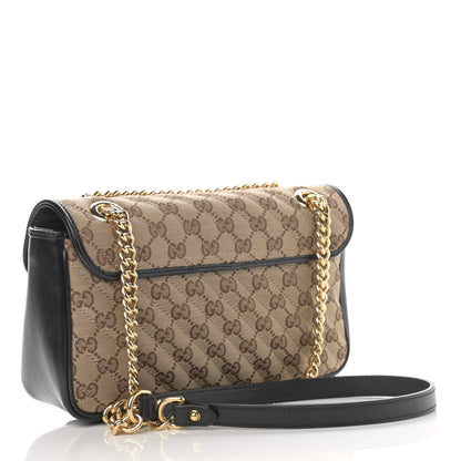 Gucci Monogram Matelasse Diagonal Small GG Marmont Shoulder Bag Beige Black 3 of 12