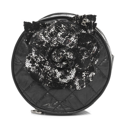 Chanel Aged Calfskin Sequin Quilted Camelia Clutch Black 1 of 11