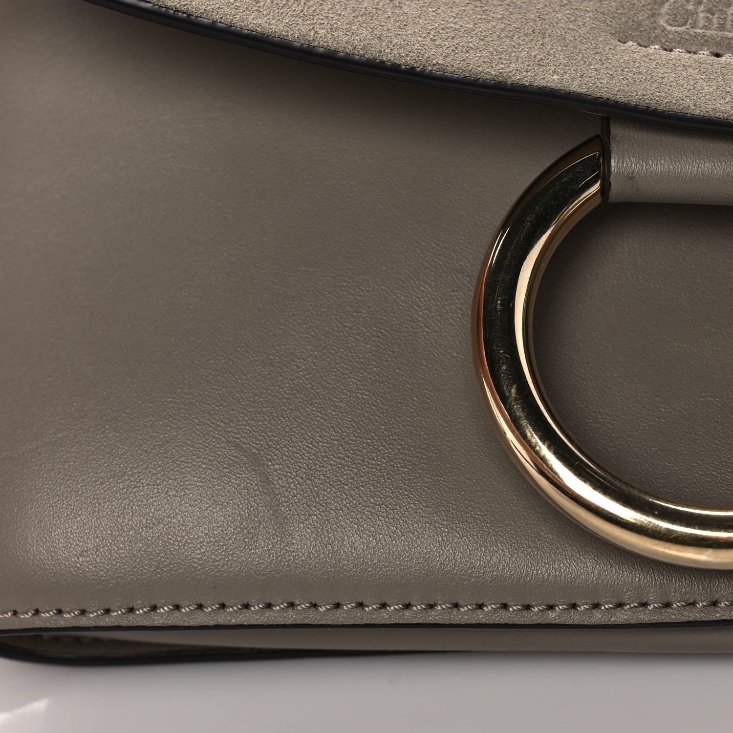 Chloe Suede Calfskin Small Faye Shoulder Bag Motty Grey 10 of 12