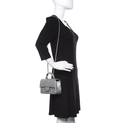 Chanel Metallic Caviar Quilted Mini Top Handle Rectangular Flap Silver 2 of 10