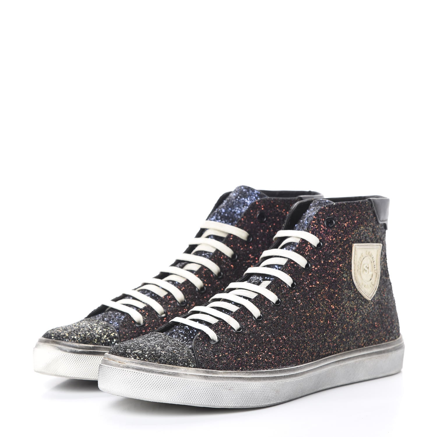 Saint Laurent Rubber Glitter Mens Bedford Hightop Sneakers 42 Multicolor 3 of 11