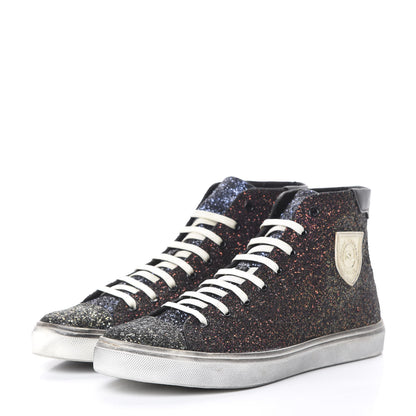 Saint Laurent Rubber Glitter Mens Bedford Hightop Sneakers 42 Multicolor 3 of 11