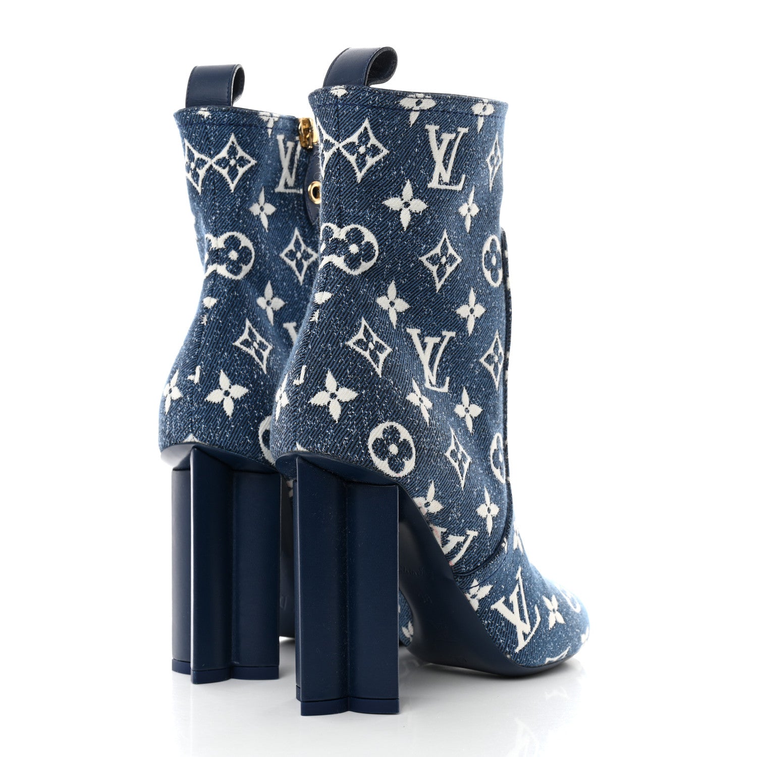 Louis Vuitton Denim Monogram Silhouette Ankle Boots 38 Navy Blue 4 of 9