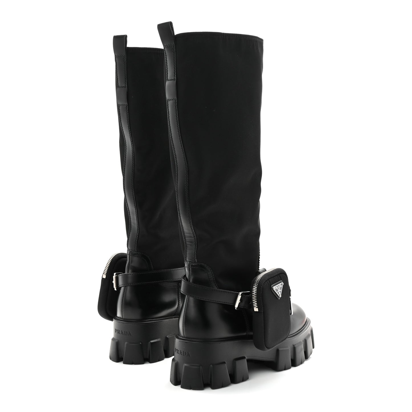 Spazzolato Rois Re-Nylon Metal Triangle Logo Monolith Pouch Pocket 55mm Tall Boots 39 Black