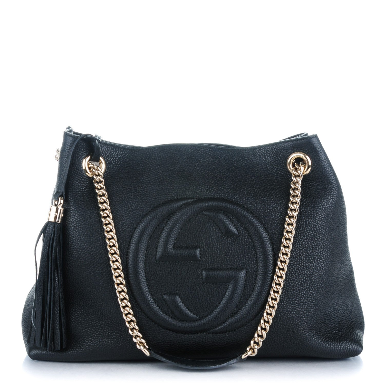 Gucci Pebbled Calfskin Medium Soho Chain Shoulder Bag Black 1 of 7