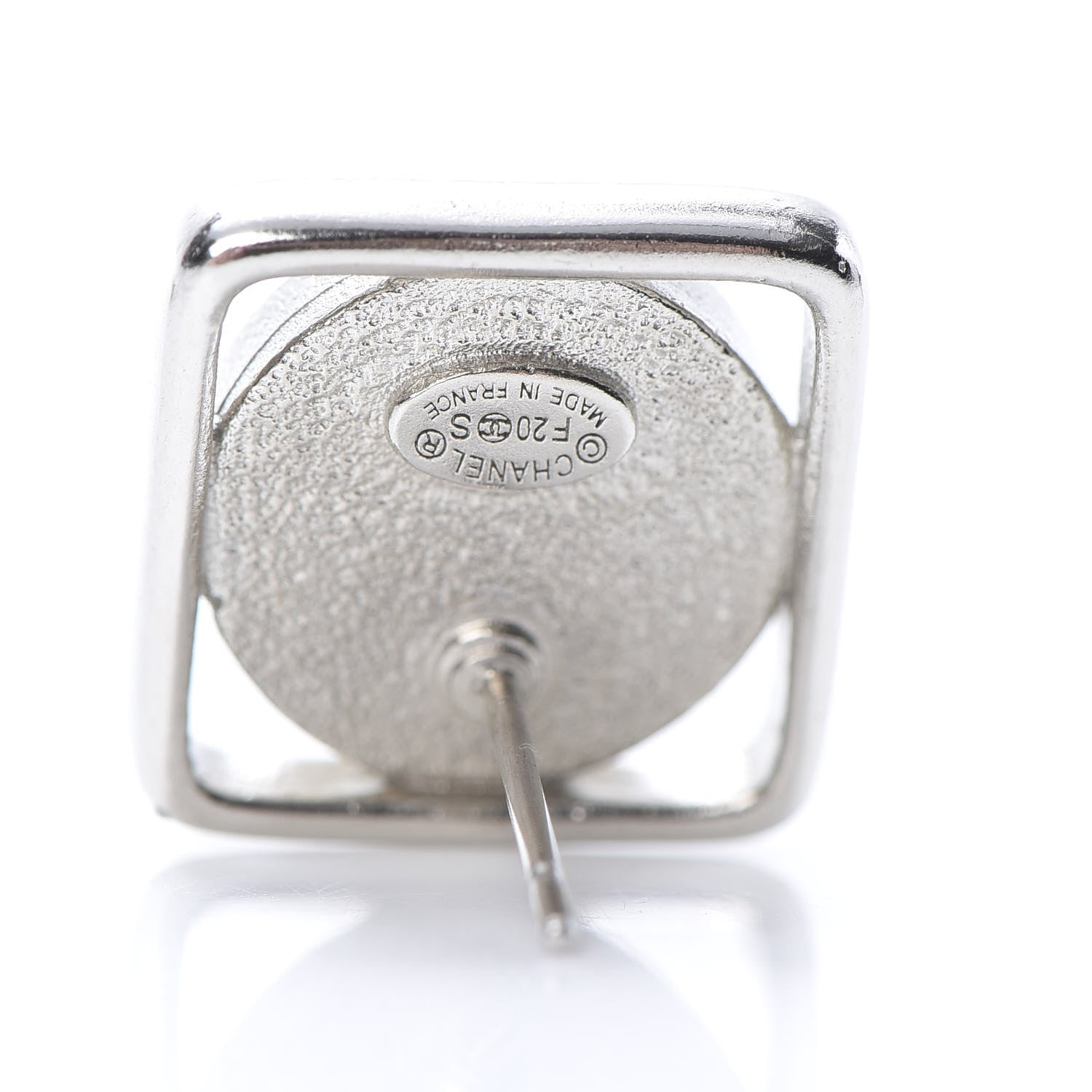 Chanel Crystal CC Square Earrings Silver 4 of 4