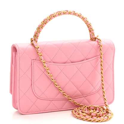 Chanel Lambskin Quilted Pick Me Up Wallet On Chain WOC Light Pink 3 of 11