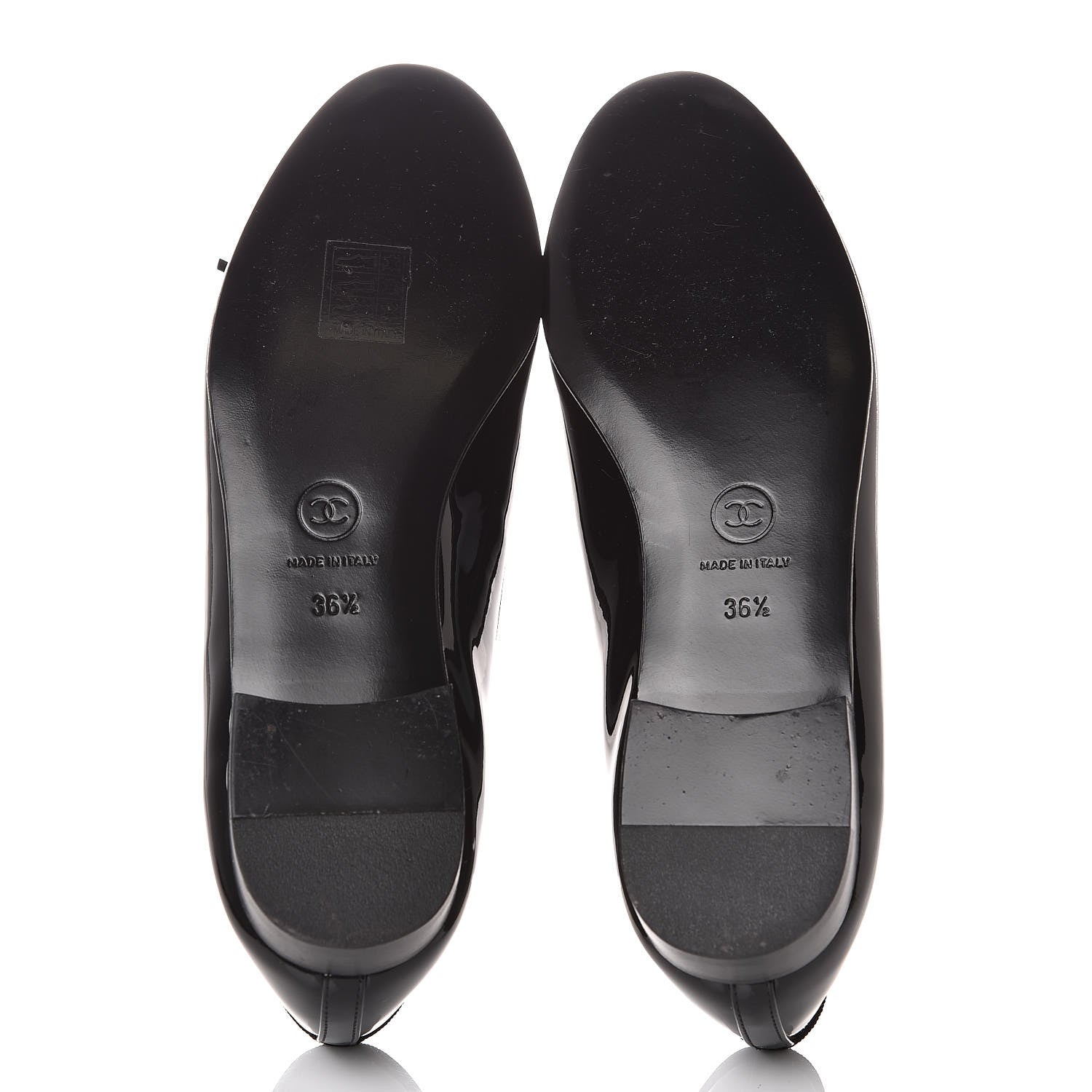 Chanel Patent CC Cap Toe Ballerina Flats 36.5 Black 5 of 9