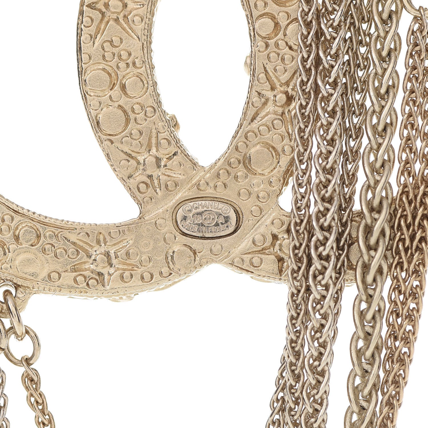 Chanel Crystal Pearl Multi Strand Chain CC Brooch Gold 4 of 4