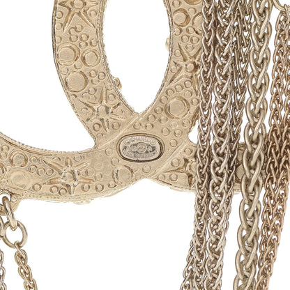 Chanel Crystal Pearl Multi Strand Chain CC Brooch Gold 4 of 4