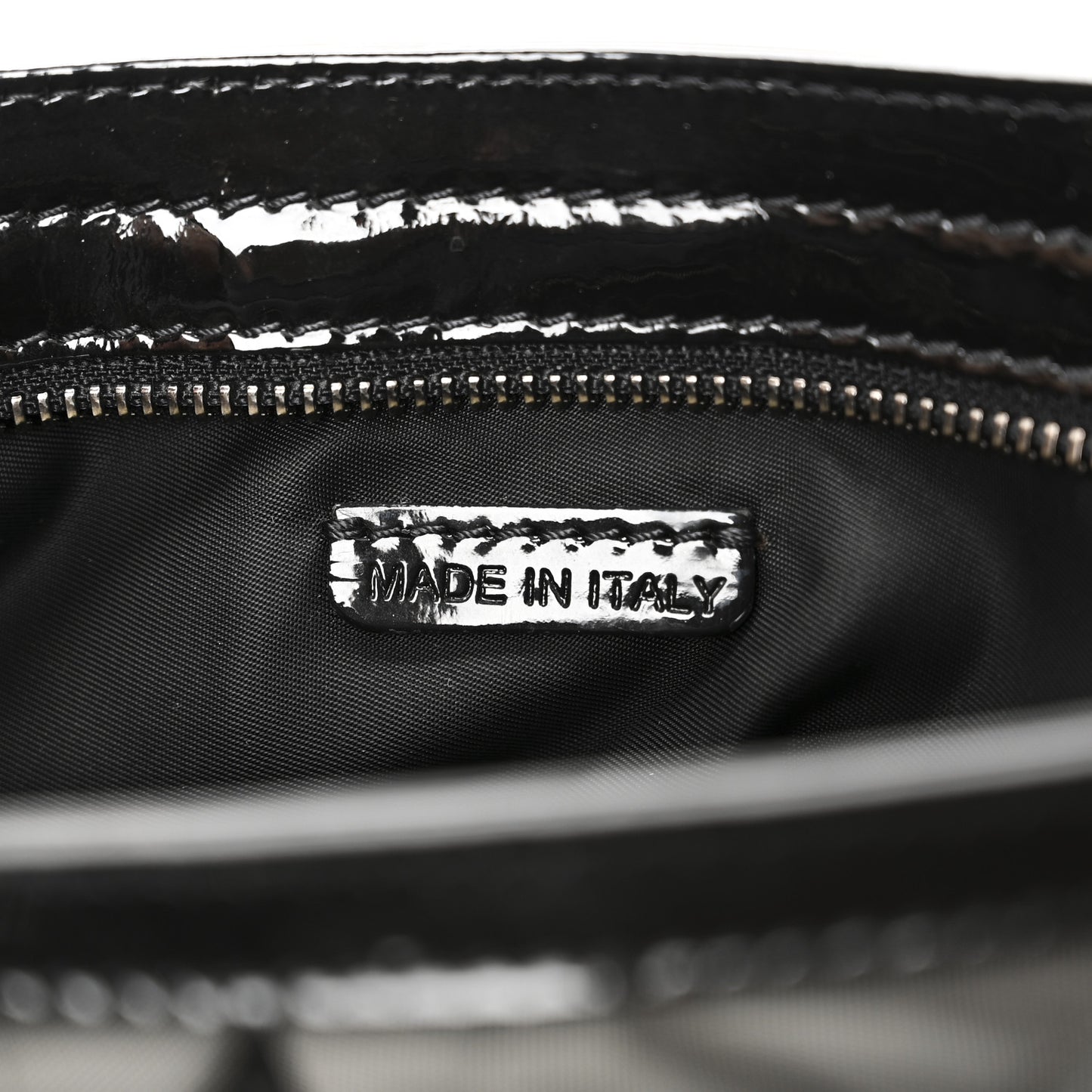 Patent Smoked Check Quilted Small Beaton Black