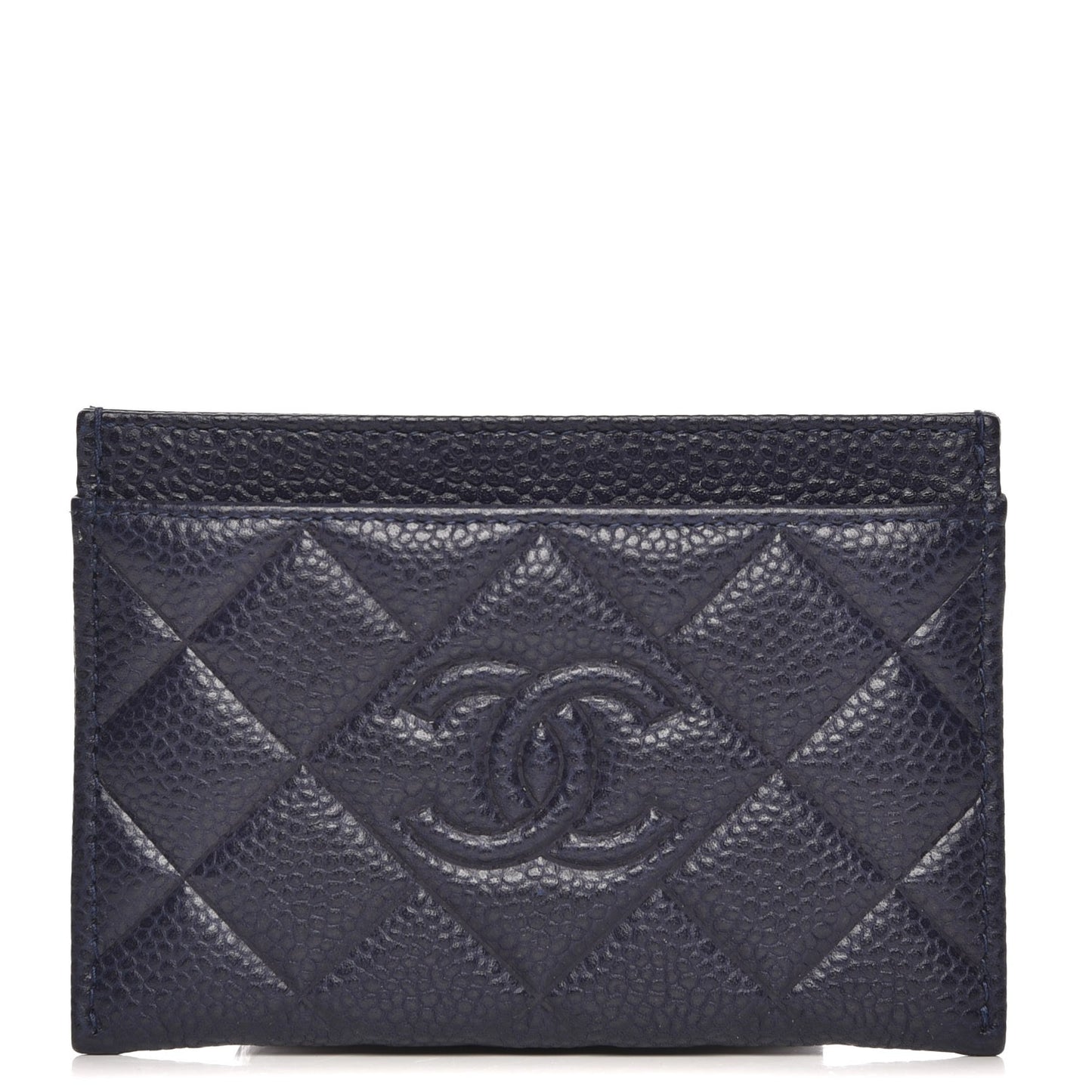 Caviar Quilted Diamond CC Card Holder Dark Navy