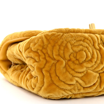 Chanel Velvet Camellia Embossed Mini Square Flap Yellow 9 of 10