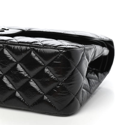 Chanel Shiny Distressed Calfskin Quilted Jumbo Double Flap So Black 9 of 11