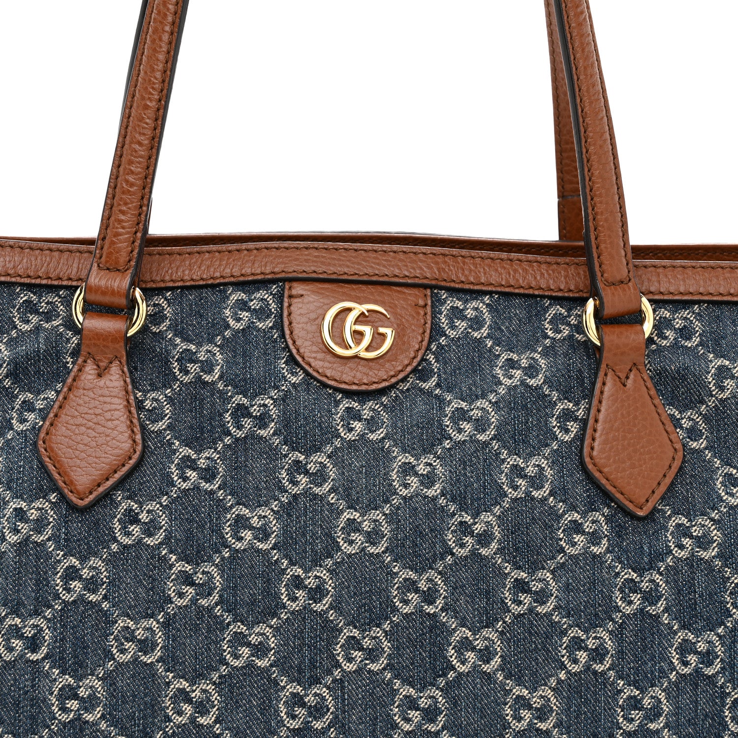 Gucci New Denim GG Monogram Medium Ophidia Shopping Tote Blue Tea Cuir 8 of 11