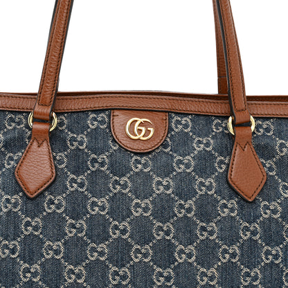Gucci New Denim GG Monogram Medium Ophidia Shopping Tote Blue Tea Cuir 8 of 11